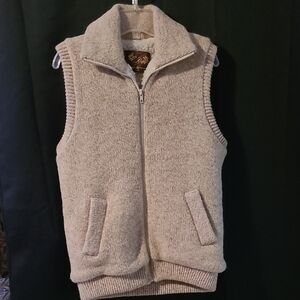 Vintage SEARS: THE FASION PLACE Pure Virgin Wool Cream Sleeveless Zip-Up…